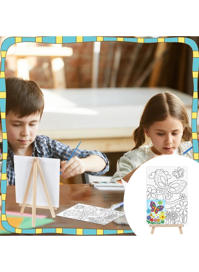 12 Sets Pre Drawn Canvas to Paint Paint Your Own Designer Canvas Set Coloring Painting Canvas Panels Pre Stenciled Canvas Boards with Paints and Brushes for Kid Adult,A - Image 4