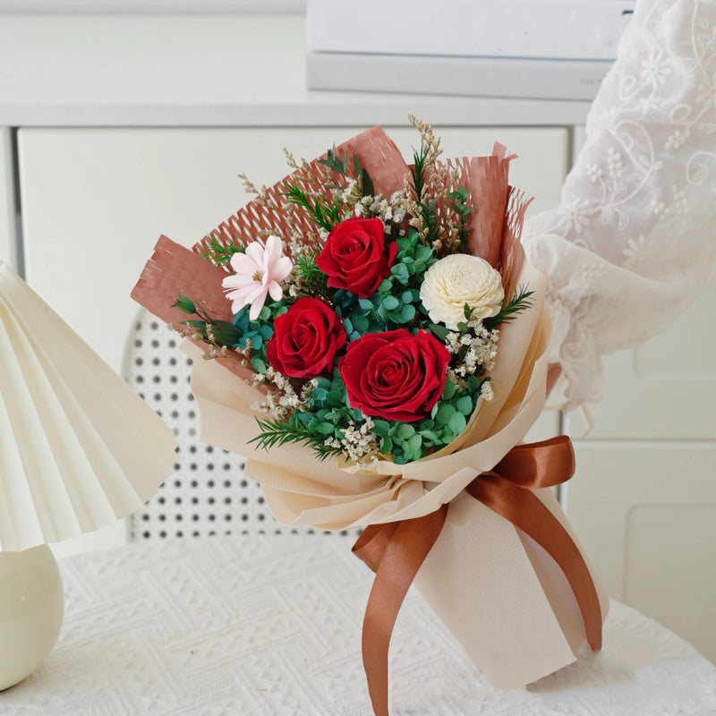 Bluejw Preserved Rose Flower Bouquet - Xmas Dried Flower Arrangement with Gift Box, Natural Dried Plants Home Decor - Image 4