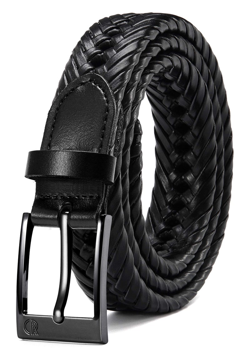 CHAOREN Leather Braided Belts for Men - 1 1/8" Mens Casual Woven Leather Belt for Dress Pant - Image 1