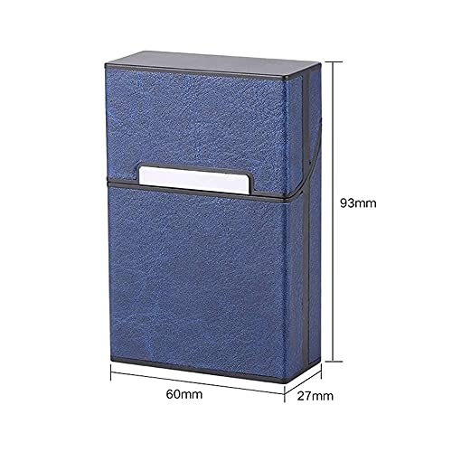 HASTHIP® Premium Blue PU Leather Cigarette Case, Magnetic Flip Top, Portable Hard Box Holder For 20 Regular Size Cigarettes, Lightweight & Compact, For Cards & Cash, Gifts for Men (Blue) - Image 2