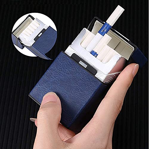 HASTHIP® Premium Blue PU Leather Cigarette Case, Magnetic Flip Top, Portable Hard Box Holder For 20 Regular Size Cigarettes, Lightweight & Compact, For Cards & Cash, Gifts for Men (Blue) - Image 5