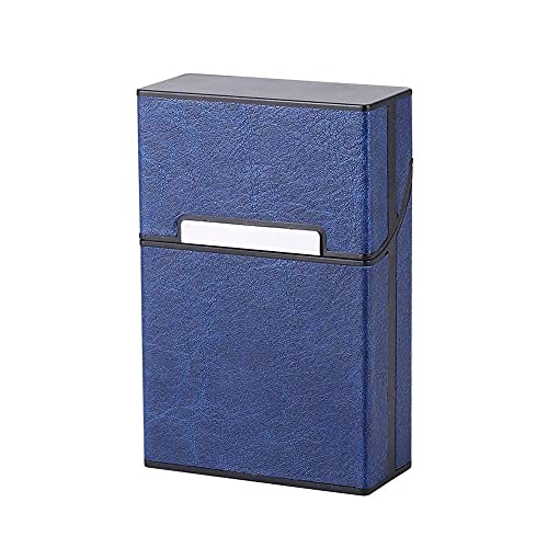 HASTHIP® Premium Blue PU Leather Cigarette Case, Magnetic Flip Top, Portable Hard Box Holder For 20 Regular Size Cigarettes, Lightweight & Compact, For Cards & Cash, Gifts for Men (Blue) - Image 1
