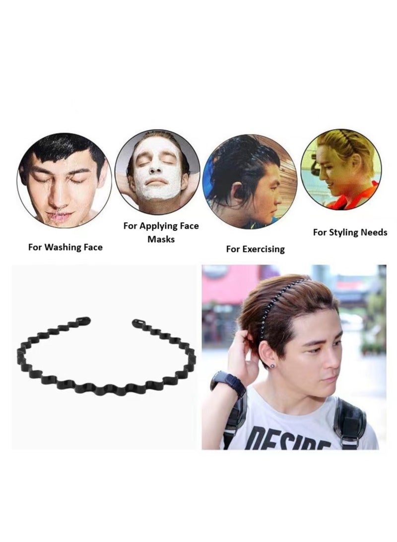10Pcs Black Unisex Wavy Headband, Metal Hair Hoop,  Comb Sports Band, Long Hair Headband, Ordinary Headwear Accessories for Women and Men - Image 2