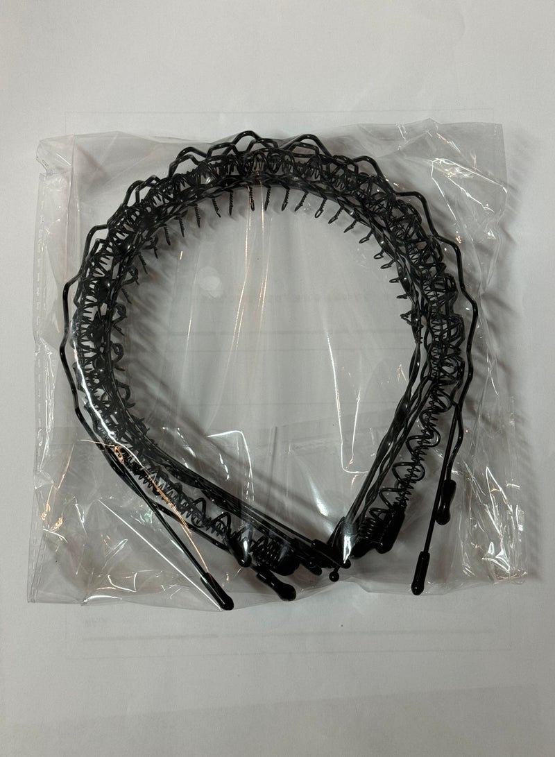 10Pcs Black Unisex Wavy Headband, Metal Hair Hoop,  Comb Sports Band, Long Hair Headband, Ordinary Headwear Accessories for Women and Men - Image 3