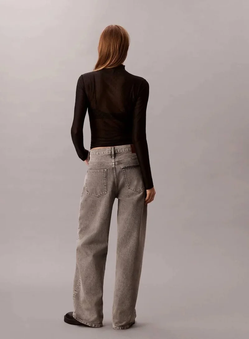 Calvin Klein Jeans GREY STERLING Wide Leg Jeans for Women | Best Price UAE