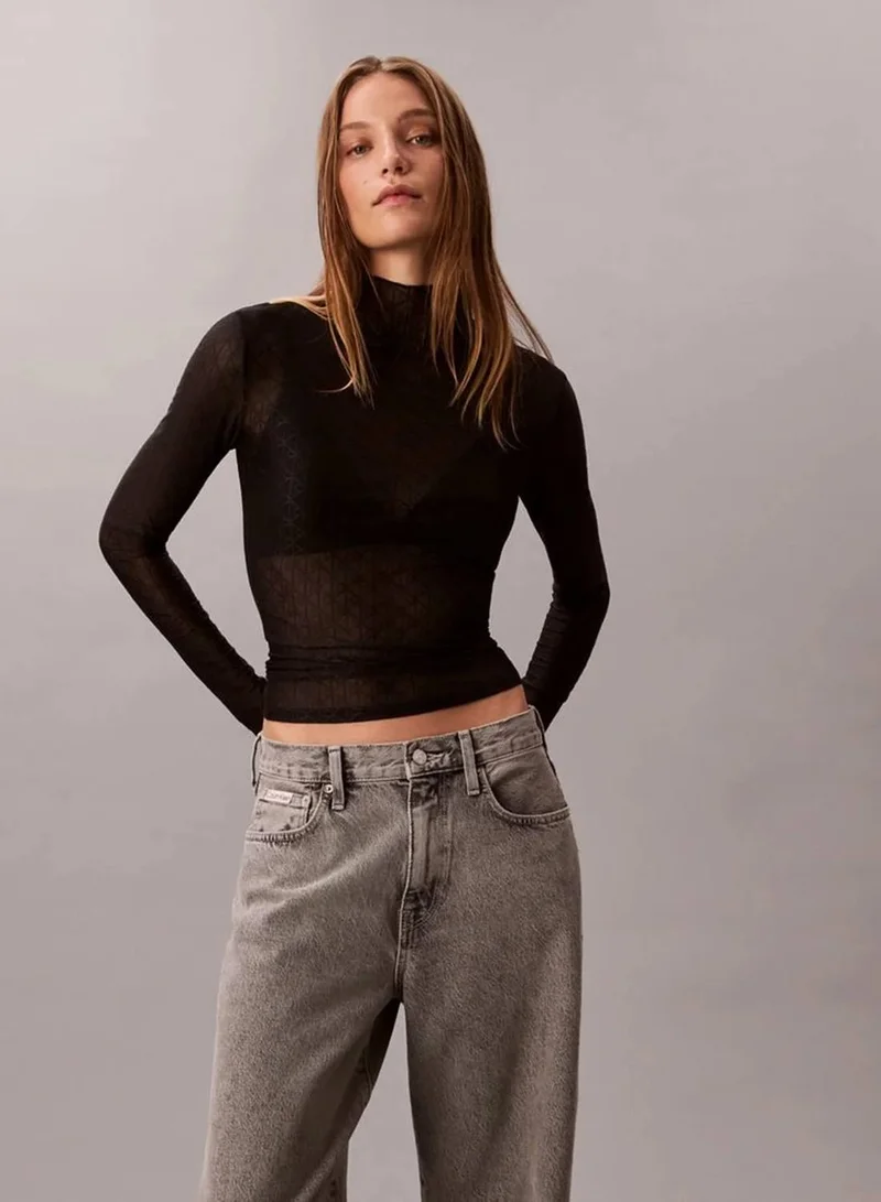 Calvin Klein Jeans GREY STERLING Wide Leg Jeans for Women | Best Price UAE