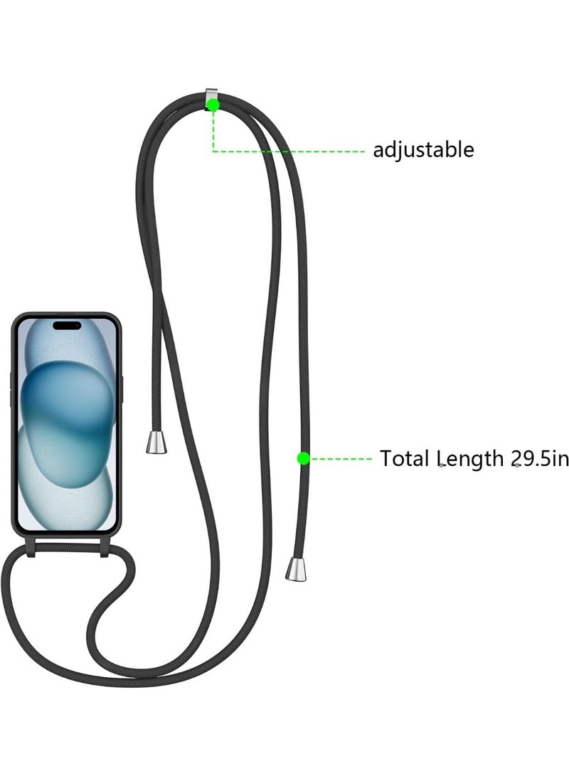 Case with Strap,Crossbody Phone Case with Adjustable Neck Shoulder Lanyard,Soft Silicone Shockproof Protective Phone Cover for iPhone 11 (Black) - Image 3
