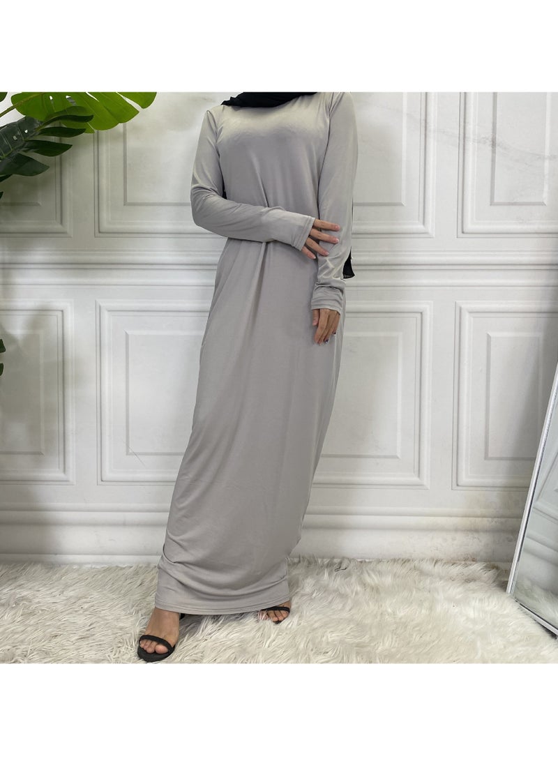 إسكدنيا عباية نسائية عصرية بقلادة مرتفعة أكمام طويلة ناعمة ومريحة تنفس للنساء المسلمات فستان عباية إسلامي عملي ومتين للصلاة والارتداء اليومي والمناسبات  - Image 3