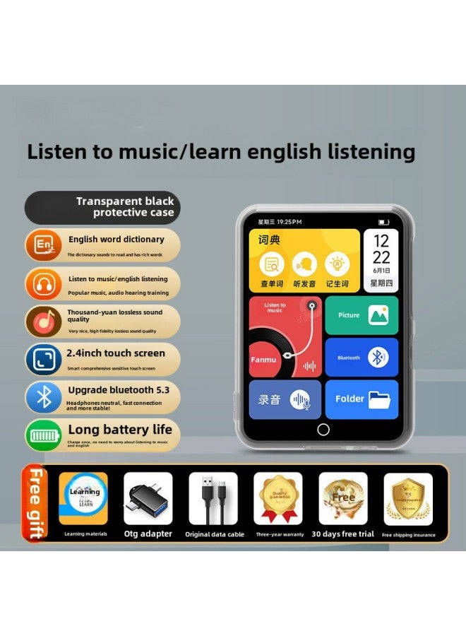 Fan Mu Walkman Student Edition Senior High School Students English Listening Music Player Bluetooth Listening Music-Body Color:[black Protective Case] 2.4 Hd Screen-english Dictionary#Learning Version-Memory Capacity:96gb (body 32g Memory + 64g Card) [★Recommended By 86% Of Teachers And Students]-package 1: Main  - Image 1