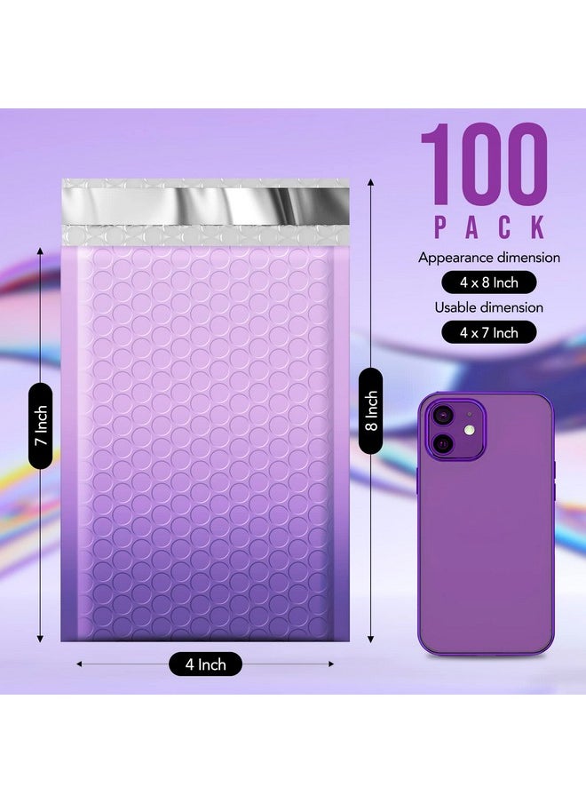 Fuxury Fuxury Opaque 4x8 Bubble Mailer 100 Pack,Gradient Purple Cute Design Bubble Envelopes,Strong Adhesion Pattern Padded Mailing Envelopes for Shipping Jewelry,Makeup #000 Thick Bubble Padded Mailer  - Image 2