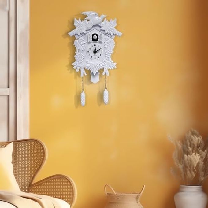 WALPLUS Chiming Cuckoo Clocks for Wall Bird Singing Cuckoo Clock Volume Adjustable Coo Coo Clock Christmas Cuckoo Clock Gift for Living Room Office Traditional Decoration Classic White - Image 5