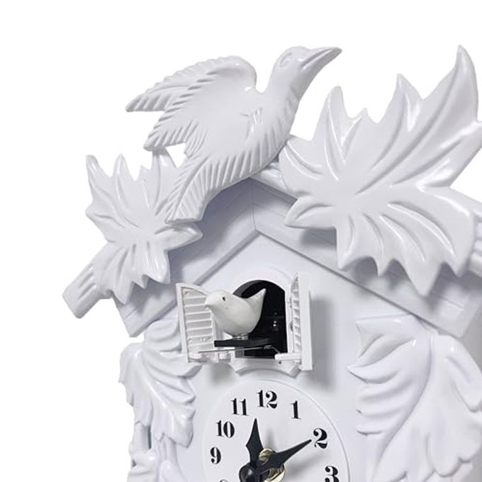 WALPLUS Chiming Cuckoo Clocks for Wall Bird Singing Cuckoo Clock Volume Adjustable Coo Coo Clock Christmas Cuckoo Clock Gift for Living Room Office Traditional Decoration Classic White - Image 3