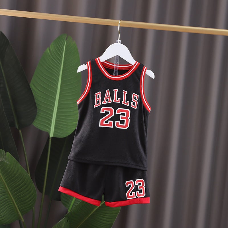 Childrens Basketball Clothes Vest suit Boys Kindergarten Girls Primary School Students Competition Training Clothes Basketball Clothes Printing New Vest 23 basketball uniform suit black 