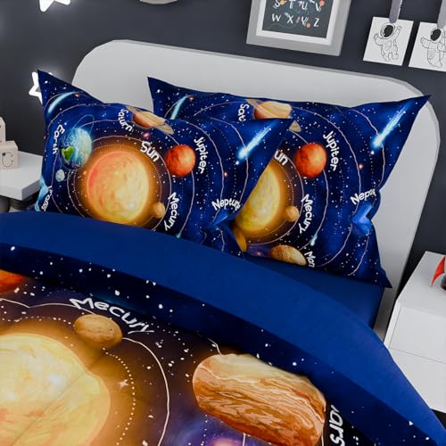 SANDJEST Solar System Comforter Set Twin, Ultra Soft Microfiber Bedding Sets with 3-Pieces, Comforters Bed Sets for Kids Children Boy Bedroom Decor - Image 5