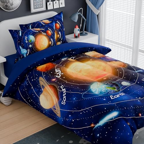 SANDJEST Solar System Comforter Set Twin, Ultra Soft Microfiber Bedding Sets with 3-Pieces, Comforters Bed Sets for Kids Children Boy Bedroom Decor - Image 3