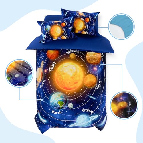 SANDJEST Solar System Comforter Set Twin, Ultra Soft Microfiber Bedding Sets with 3-Pieces, Comforters Bed Sets for Kids Children Boy Bedroom Decor - Image 2