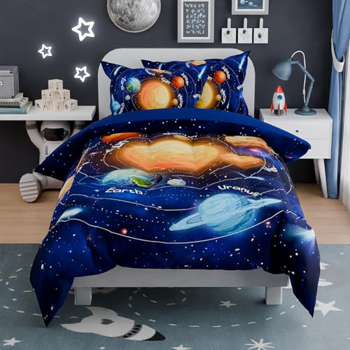 SANDJEST Solar System Comforter Set Twin, Ultra Soft Microfiber Bedding Sets with 3-Pieces, Comforters Bed Sets for Kids Children Boy Bedroom Decor - Image 4