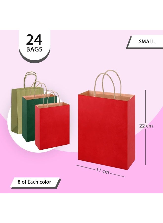 ThePartyPopper 24 Pcs Gift Bags with Handle, Kraft Paper Bags 22 X 11 cm, Goodie Bags for Sweets, Candy & Gift for Kids Birthday, Christmas Party Supplies | Party Favor Bags - Image 2