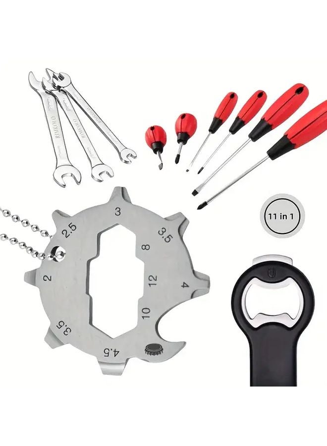 11 In 1 Multi Tool With Keychain Clip 1.57 Inch Pocket Size Bottle Opener - Image 5