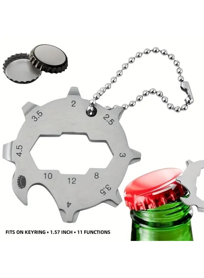11 In 1 Multi Tool With Keychain Clip 1.57 Inch Pocket Size Bottle Opener - Image 2