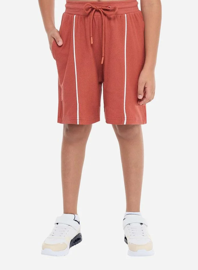 victor and jane Victor And Jane Boys Rust Cotton Polo and Shorts Set