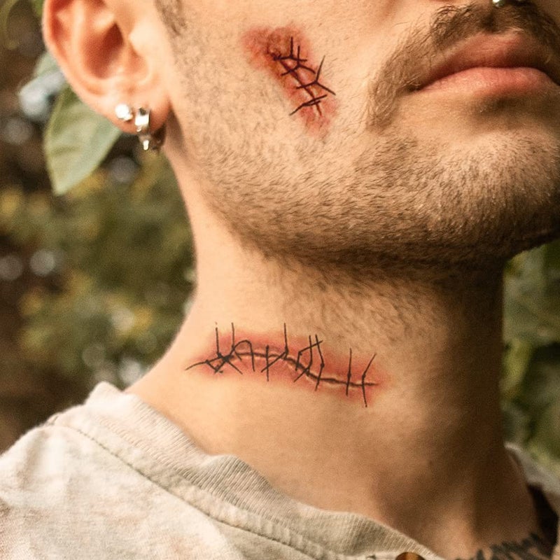 YEEECH Halloween Body Face Scar Realistic Temporary Tattoos Sticker Paper Waterproof for Fool's Day Fun Skin Color - Image 2