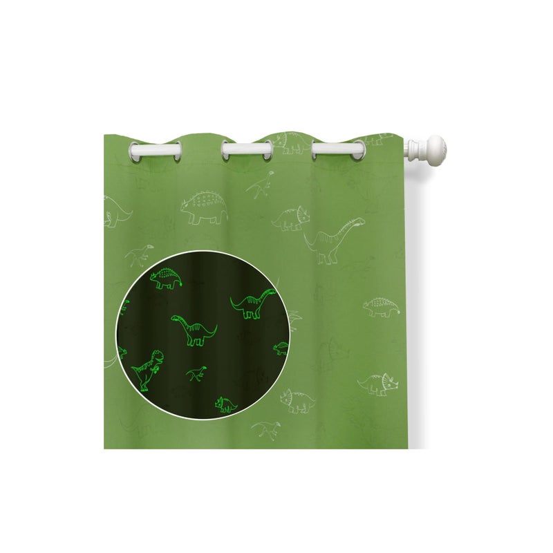 Muwago Dinosaur Curtains for Boys Bedroom, Kids Curtains Bedroom, 80% Blackout Glow in The Dark Window Drapes Treatment Grommet Thermal Insulated Noise Reducing 2PCS (52â€œ Ã— 72â€) - Image 1