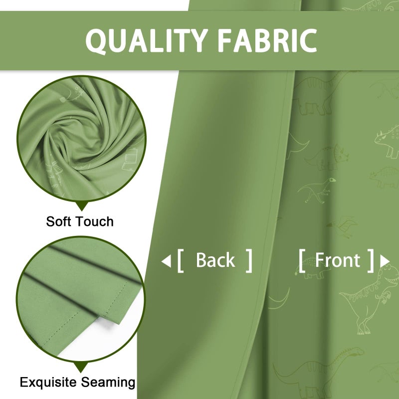 Muwago Dinosaur Curtains for Boys Bedroom, Kids Curtains Bedroom, 80% Blackout Glow in The Dark Window Drapes Treatment Grommet Thermal Insulated Noise Reducing 2PCS (52â€œ Ã— 72â€) - Image 4