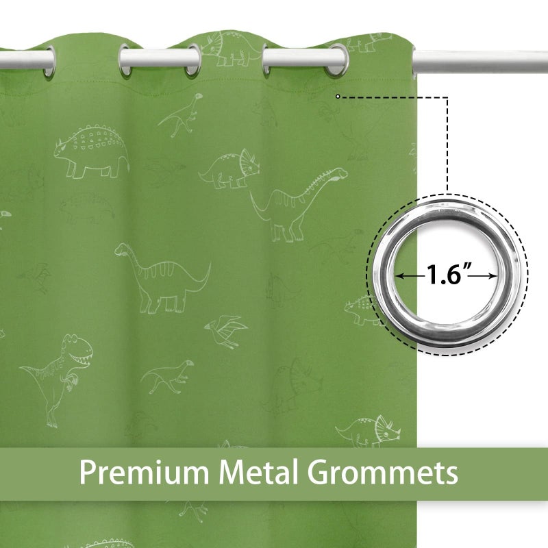 Muwago Dinosaur Curtains for Boys Bedroom, Kids Curtains Bedroom, 80% Blackout Glow in The Dark Window Drapes Treatment Grommet Thermal Insulated Noise Reducing 2PCS (52â€œ Ã— 72â€) - Image 5