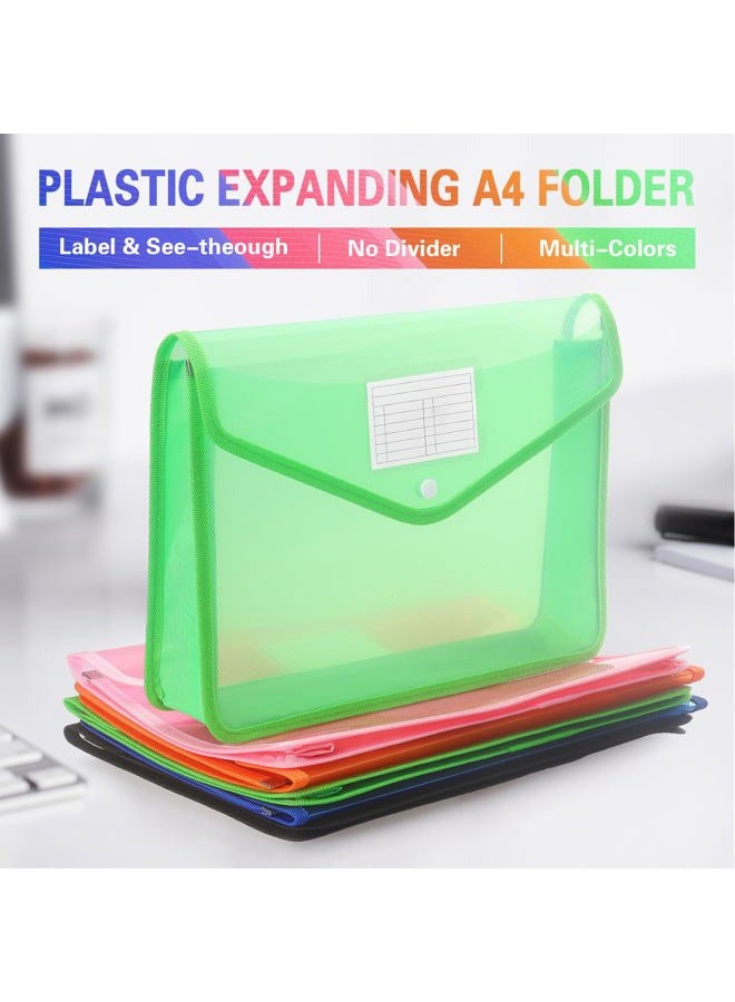 Tamaki Plastic Expanding File Folder, Transparent envelopes with Snap Closure, No Dividers, Large Capacity, Fit Letter/A4 Size (Green) - Image 3