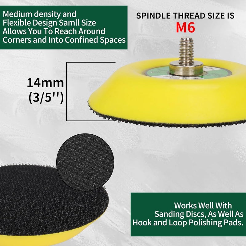 SI FANG 2Pcs 3" Hook and Loop Backing Pads for Orbital Sander M6 Threads Polishing Buffing Plate for Dual Action Car Polisher Multiple design variants - Image 3