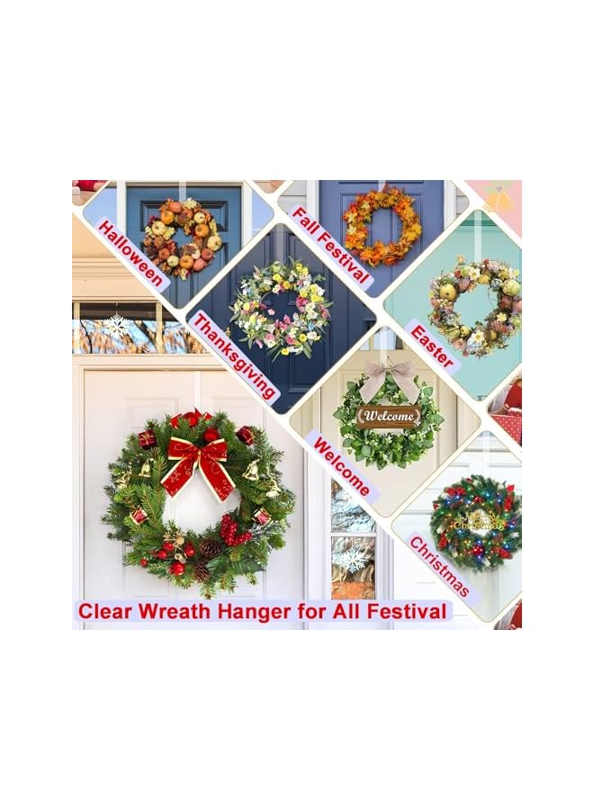 PROMASS Wreath Hanger,30CM Clear Wreath Hooks for Front Door,2 Pack Easter Christmas Decoration Hangers Fall Halloween Wreaths holder,Non Scratch Wreath Hangers for Front Door Décor (clear) - Image 3