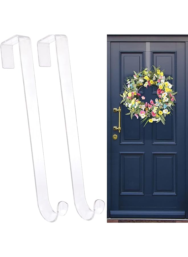 PROMASS Wreath Hanger,30CM Clear Wreath Hooks for Front Door,2 Pack Easter Christmas Decoration Hangers Fall Halloween Wreaths holder,Non Scratch Wreath Hangers for Front Door Décor (clear) - Image 1