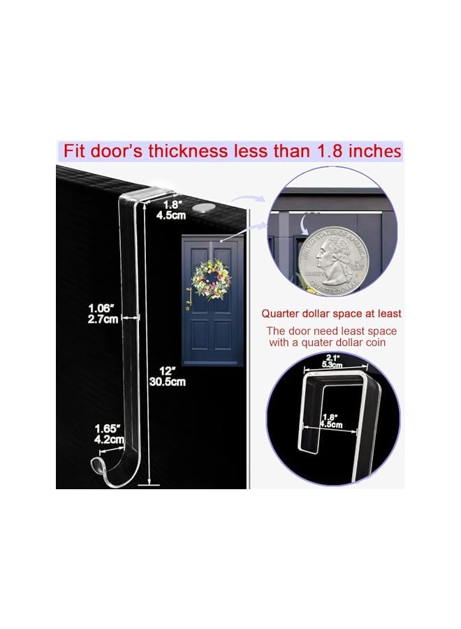 PROMASS Wreath Hanger,30CM Clear Wreath Hooks for Front Door,2 Pack Easter Christmas Decoration Hangers Fall Halloween Wreaths holder,Non Scratch Wreath Hangers for Front Door Décor (clear) - Image 4