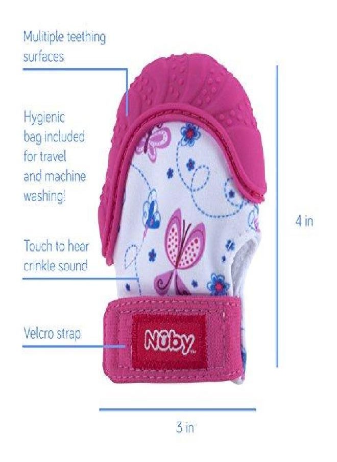 Nuby Nuby Soothing Teething Mitten with Hygienic Travel Bag, Pink.  - Image 3