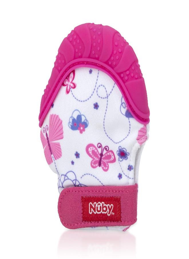 Nuby Nuby Soothing Teething Mitten with Hygienic Travel Bag, Pink.  - Image 1