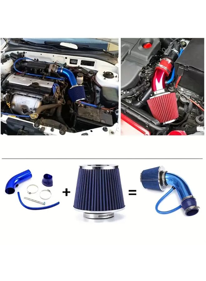 Black Carbon Pattern 76mm Aluminum Intake Pipe Kit With Mushroom Air Filter - Image 3