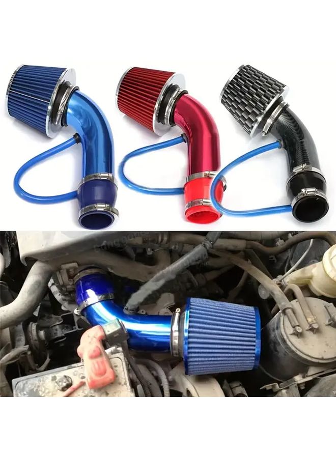 Black Carbon Pattern 76mm Aluminum Intake Pipe Kit With Mushroom Air Filter - Image 1