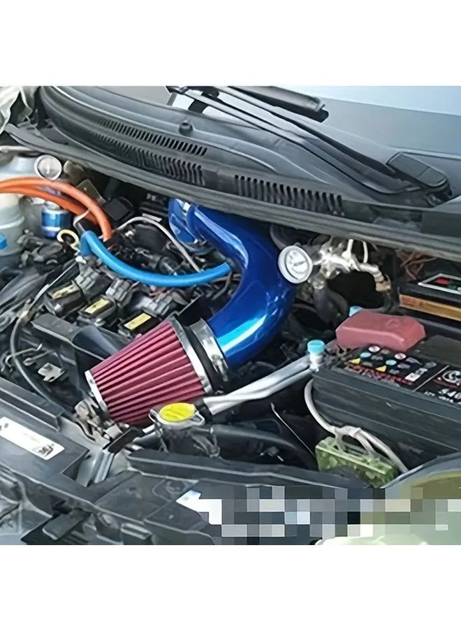 Black Carbon Pattern 76mm Aluminum Intake Pipe Kit With Mushroom Air Filter - Image 4