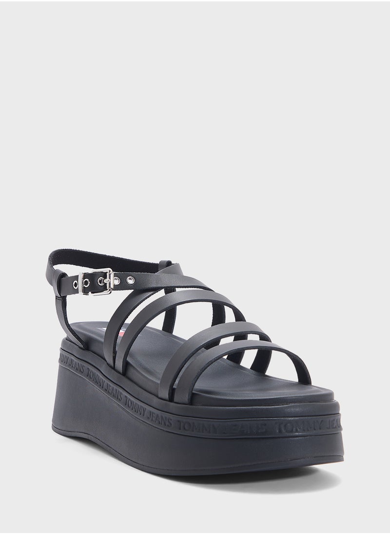 TOMMY JEANS Multi Straps Mid Heel Wedge Sandals  - Image 2