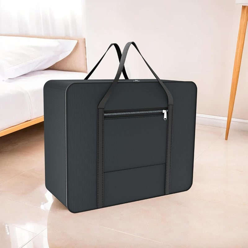 Kuber Industries Kuber Industries Rexine Jumbo Attachi Travel Blanket CoverTravel DuffleStorage Carrying BagTravel MultiPurpose BagSize 58 x 48 x 34 CM Black  - Image 2