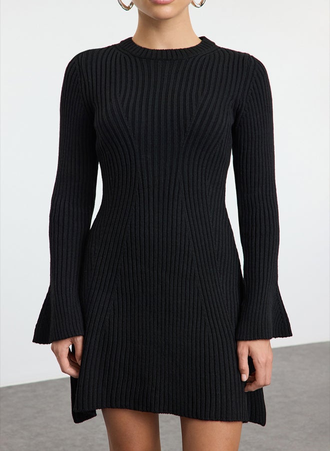 trendyol ALine Mini Knitwear Dress  Black, - Image 3