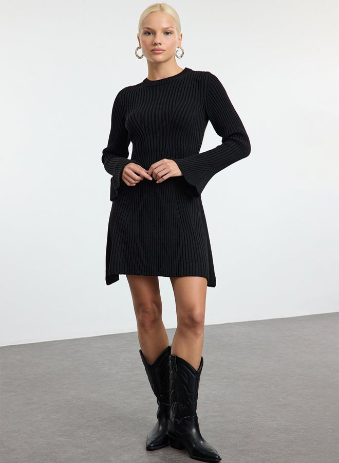 trendyol ALine Mini Knitwear Dress  Black, - Image 2