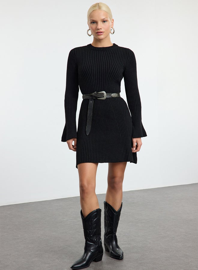 trendyol ALine Mini Knitwear Dress  Black, - Image 1