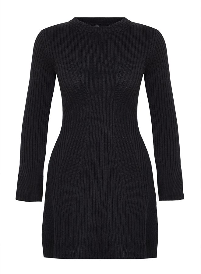 trendyol ALine Mini Knitwear Dress  Black, - Image 5