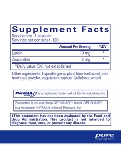 Pure Encapsulations Pure Encapsulations Lutein & Zeaxanthin - Supports Overall Vision* - Maintains Macular Pigment & Eye Health* - Antioxidant Support* - Vegan-Friendly & Non-GMO - 120 Capsules  - Image 2