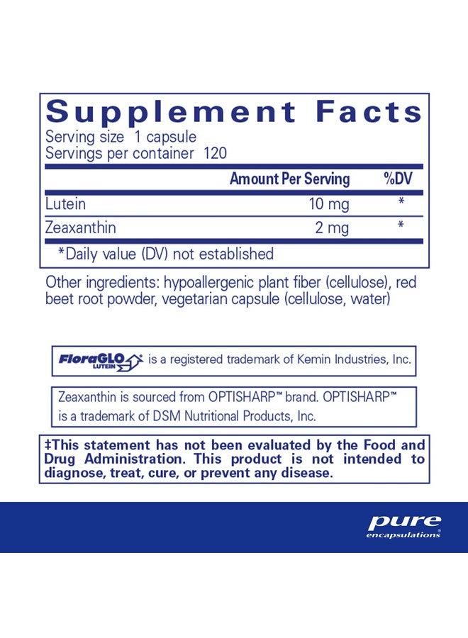 Pure Encapsulations Lutein & Zeaxanthin - يدعم الرؤية الشاملة* - يحافظ على الصبغة البقعية وصحة العين* - دعم مضاد للأكسدة* - نباتي وغير معدّل وراثيًا - 120 كبسولة - Image 2