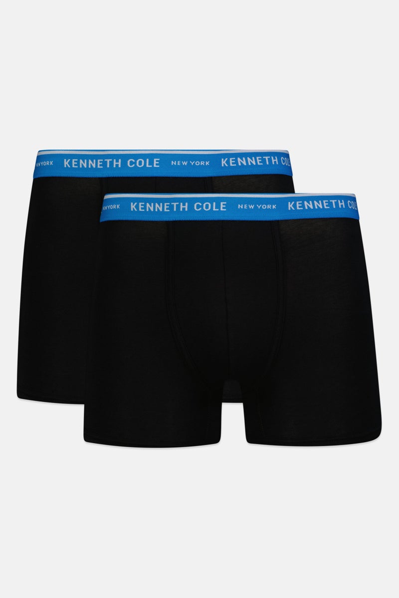 Kenneth Cole Men 2 Pack Brand Logo Trunks, Black - Image 1