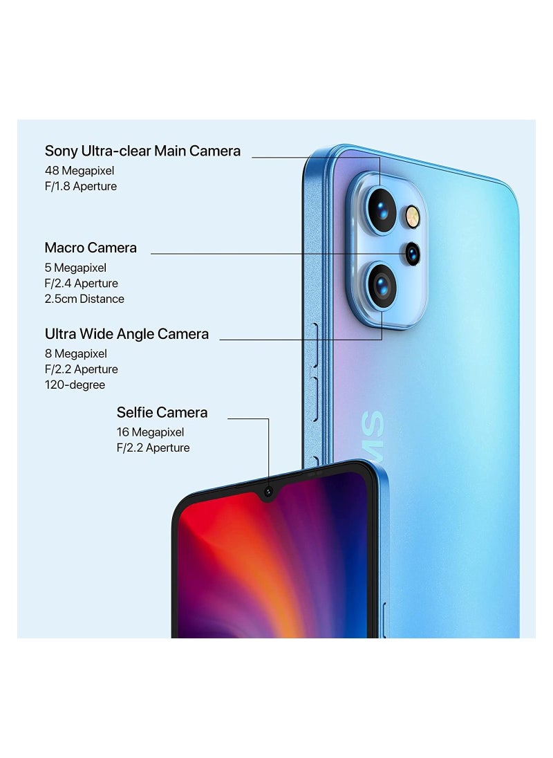 UMIDIGI A13 Pro NFC Smartphone, 6.7" HD Full Screen + 5150mAh Battery, AI Triple Camera, Dual Mics Noise-Cancellation, Unisoc T610 Processor Android Cell Phone with FM Radio (6GB+128GB) BLUE