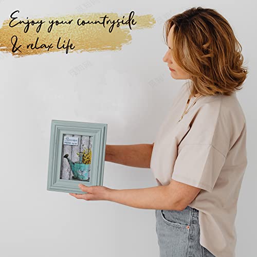 Buecasa Rustic 4x6 Inches Wooden Picture Frame Pack of 2 Vintage Cyan and White in Gift Box - Distressed Wood High Definition Glass Photo Frame Outside 6x8 Inches - Image 3
